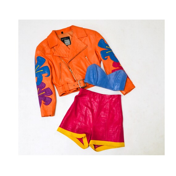 Vintage Pink Leather Shorts Hot Pants Leather Shor