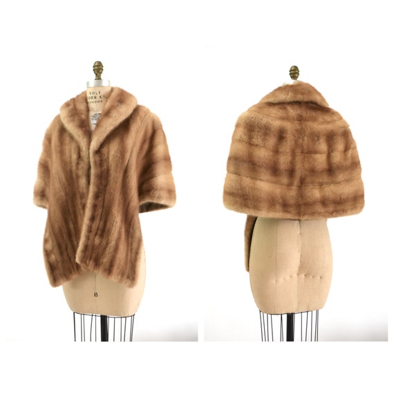 Vintage Mink Fur Stole Cape Shawl Honey Blonde Vin
