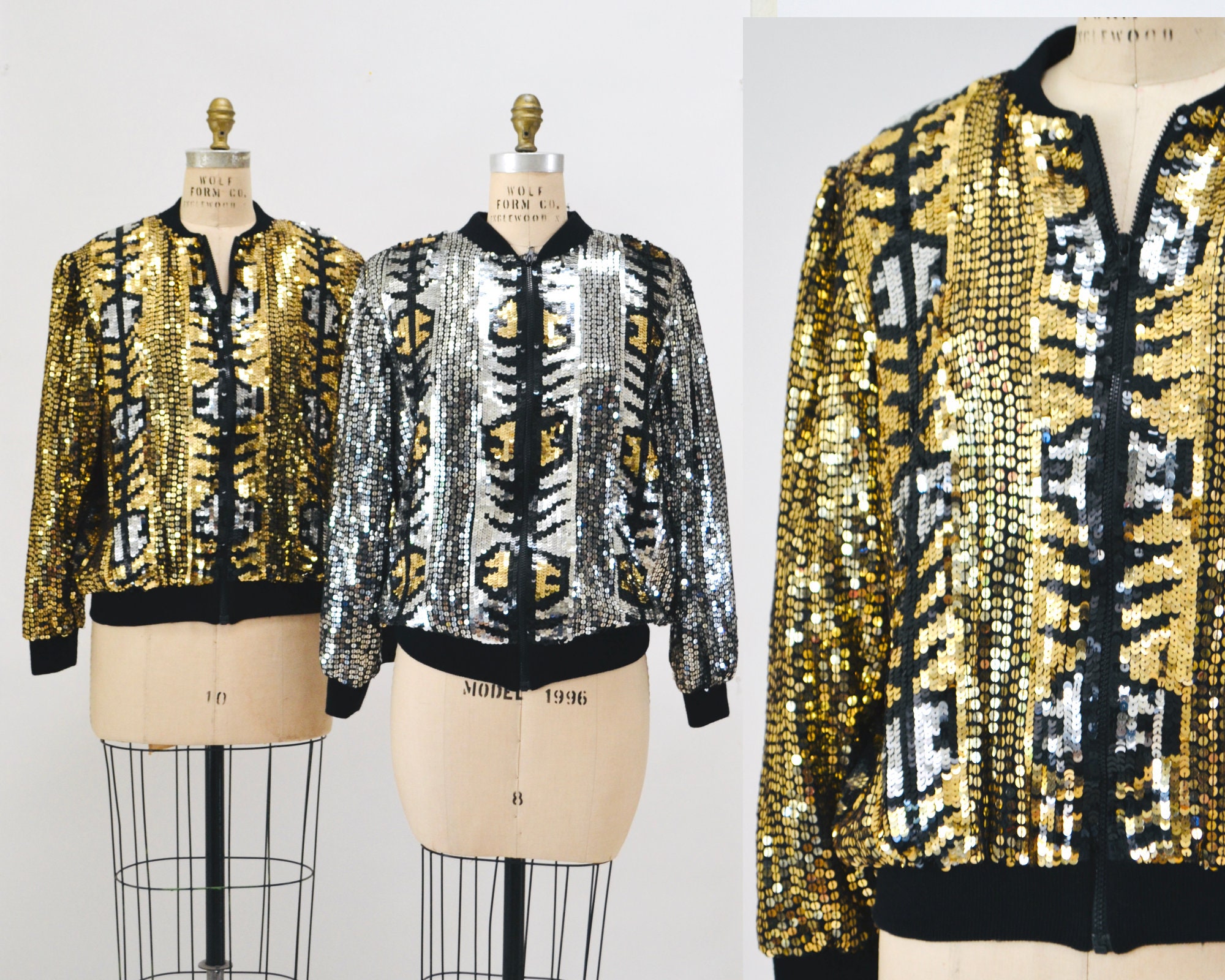 Gold Sequin Bomber Etsy