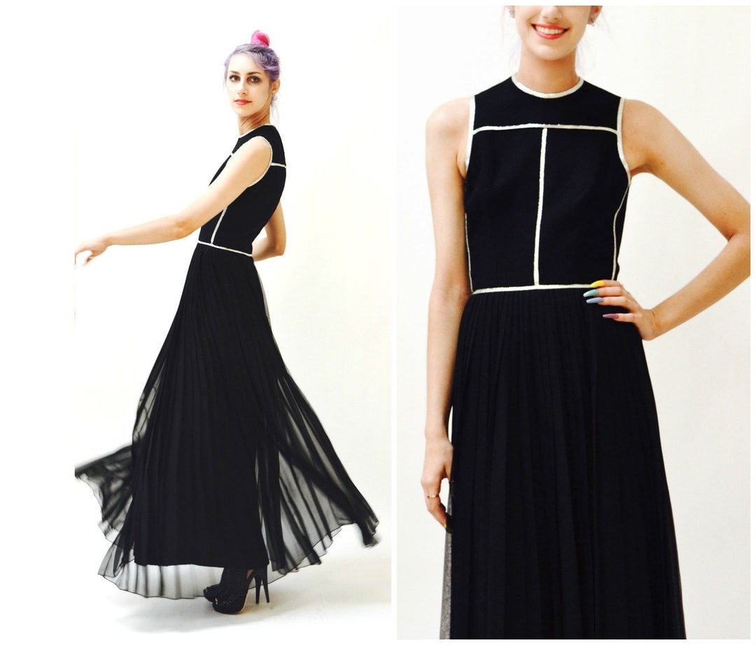 70s silver maxi dress with metallic braid trim