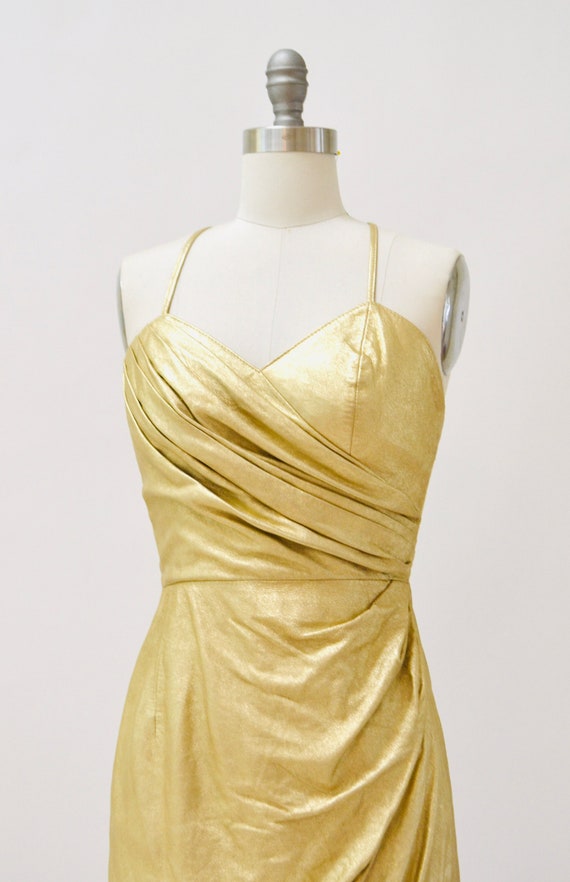 90s Metallic Gold Leather Dress by 