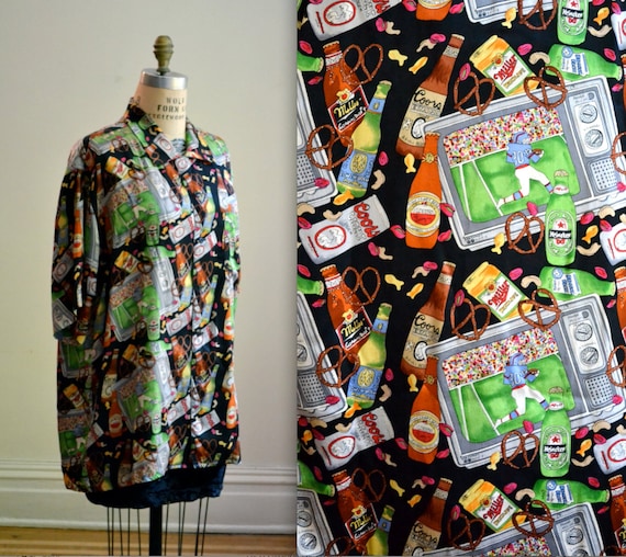 90s Vintage Football Shirt Print Nicole Miller Sil