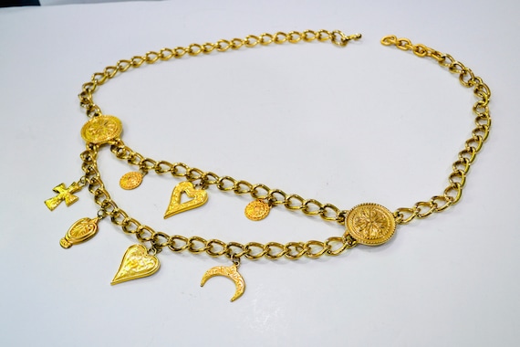 80s 90s Vintage Gold Chain ESCADA Charm Belt Gold… - image 5