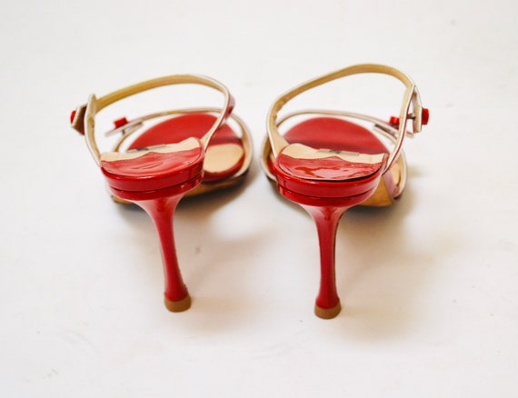 Vintage 90s Jimmy Choo High Heels Red Patent Leat… - image 6