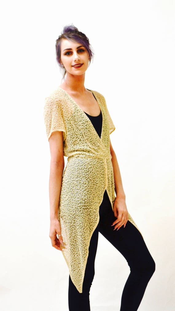 90s Vintage Norma Kamali Designer White Pearl Bea… - image 5