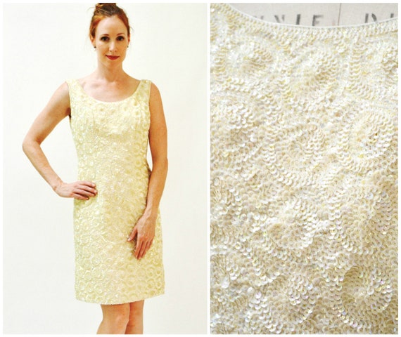 50s 60s Vintage Sequin Dress Vintage Sequin Weddin