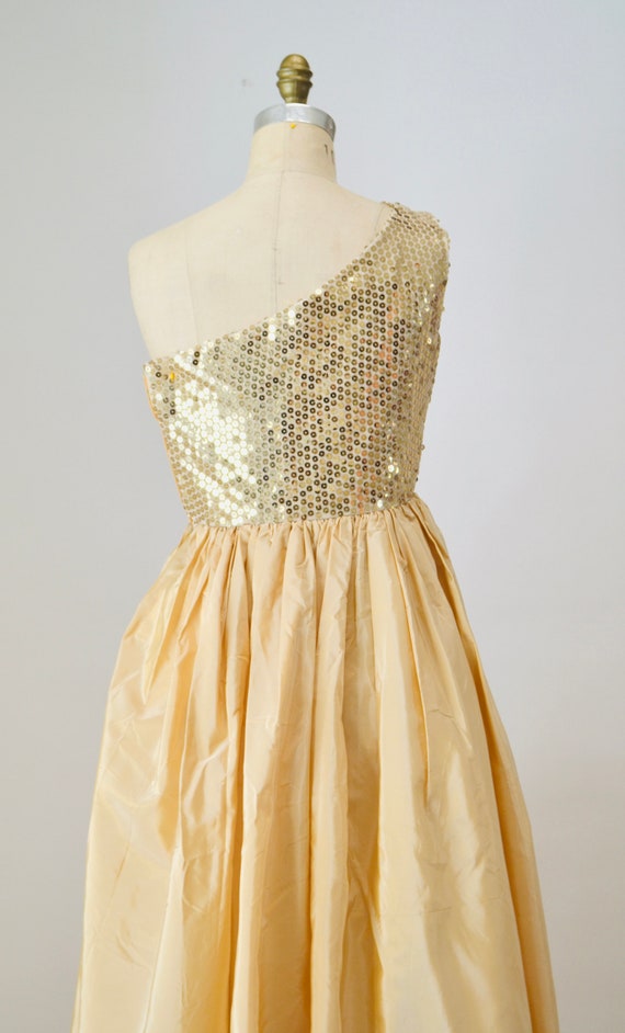 Gold Metallic 80's Prom Dress Size Small by Alyce… - image 8