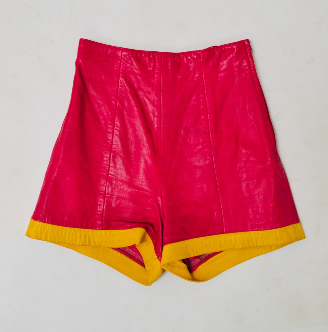 Vintage Pink Leather Shorts Hot Pants Leather Short Shorts by Etsy