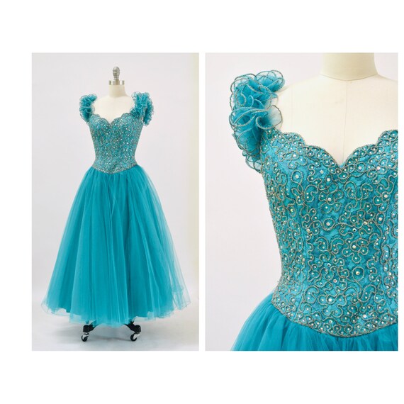 80s Prom Dress Size Small Sequin Dress By Mike Be… - image 3