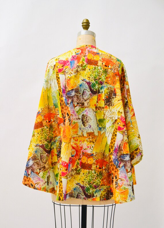 60s 70s Vintage Animal Print Rainbow Poncho Cape … - image 7