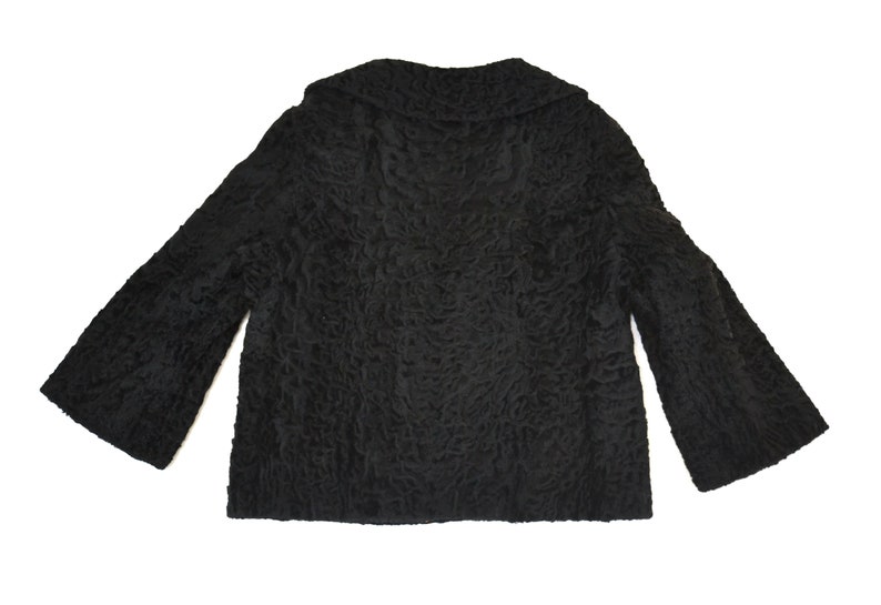 50s 60s Vintage Black Fur Jacket Persian Lamb Size Small Vintage Black Persian Lamb Fur Cropped Jacket Size Small