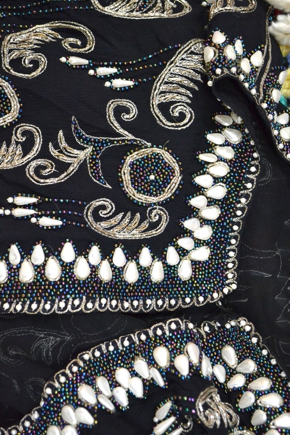 Vintage Beaded Metallic Embroidered Jacket Black … - image 10