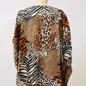 80s 90s Vintage Animal Print Dress Caftan Kaftan Beach Cover Up Large XL PLUS SIZE // Vintage Leopard Print Caftan Kaftan Dress Large xl image 8