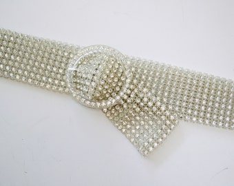 80s Vintage Rhinestone Belt Small Medium large Rhinestone Wedding Belt Rhinestone Cowboy Metallic Belt Small Medium Large