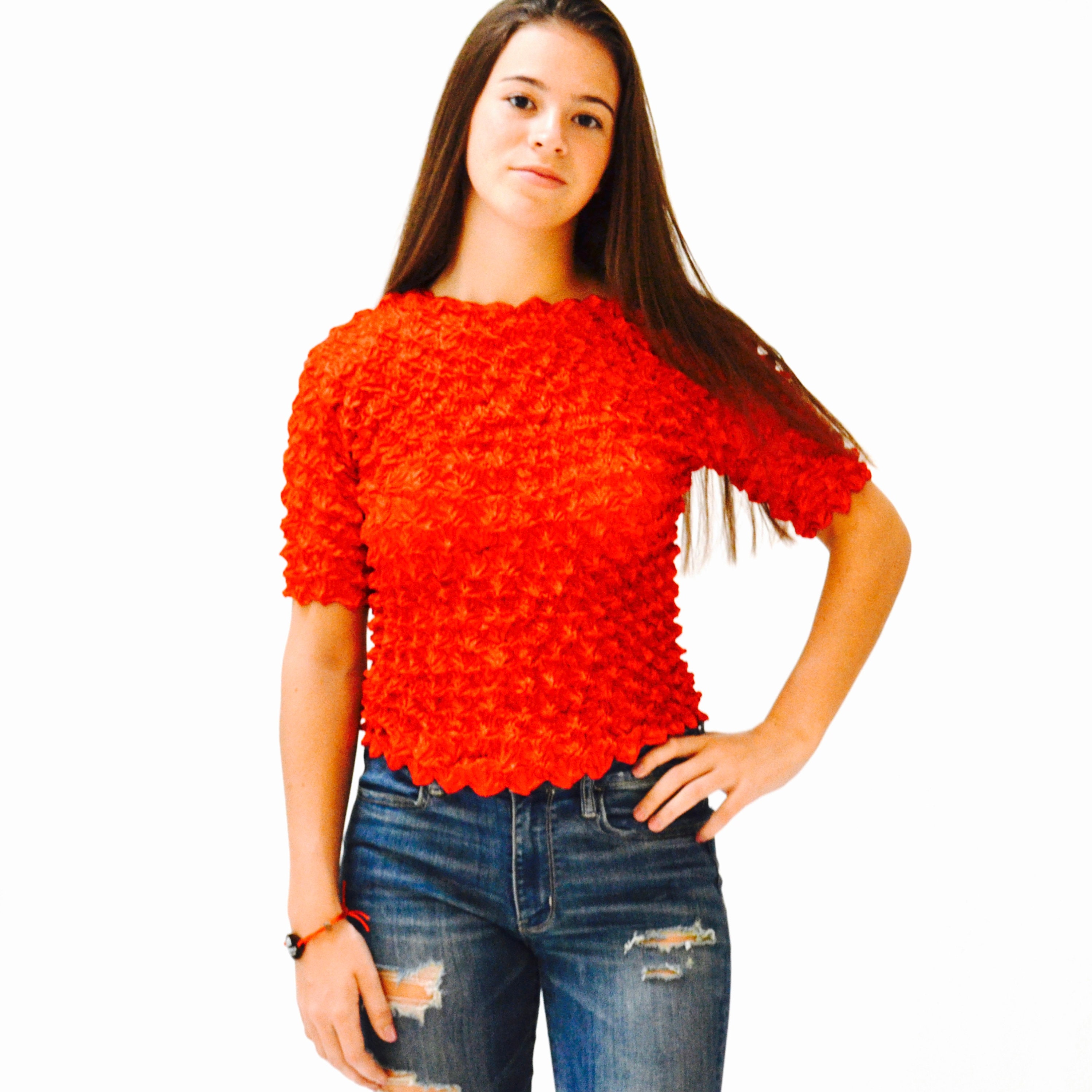 90s 2000s Y2k Vintage Crinkle Top Crop Top Shirt Pop Corn