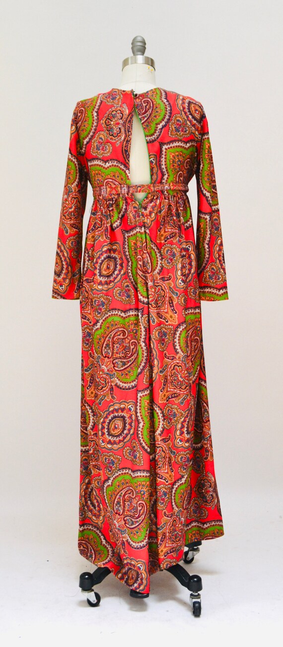 Vintage 70s Boho Dress Paisley Print Long Peasant… - image 6