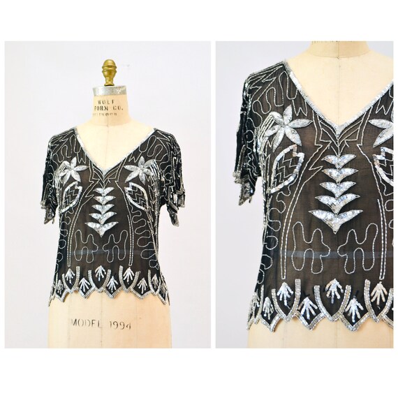 black silver sequin top