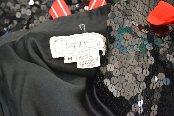 Vintage Black Sequin Jacket With Bows Ribbons 80s… - image 3