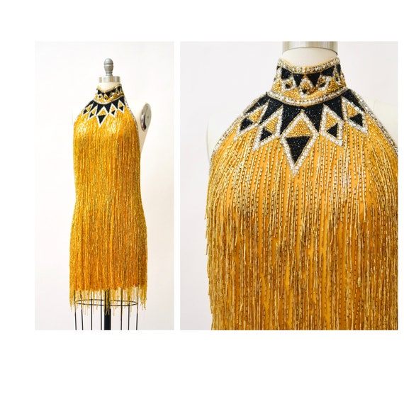 gold label slim fit dress shirts Mac Duggal Ieena High Neck Pleated Metallic Gown main image 0