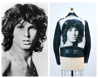 80年代ヴィンテージブラックレザージャケットジムモリソン