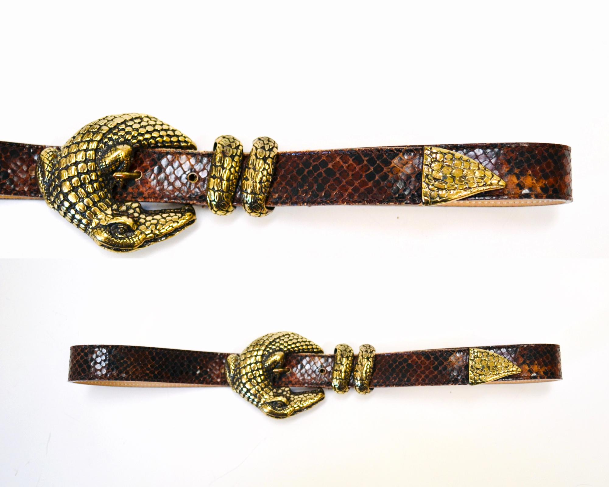 NCAA Florida Gators Tan Crocodile Tip Leather Concho Belt, 40