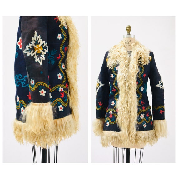 Vintage Embroidered Shearling Afghan Jacket Coat B