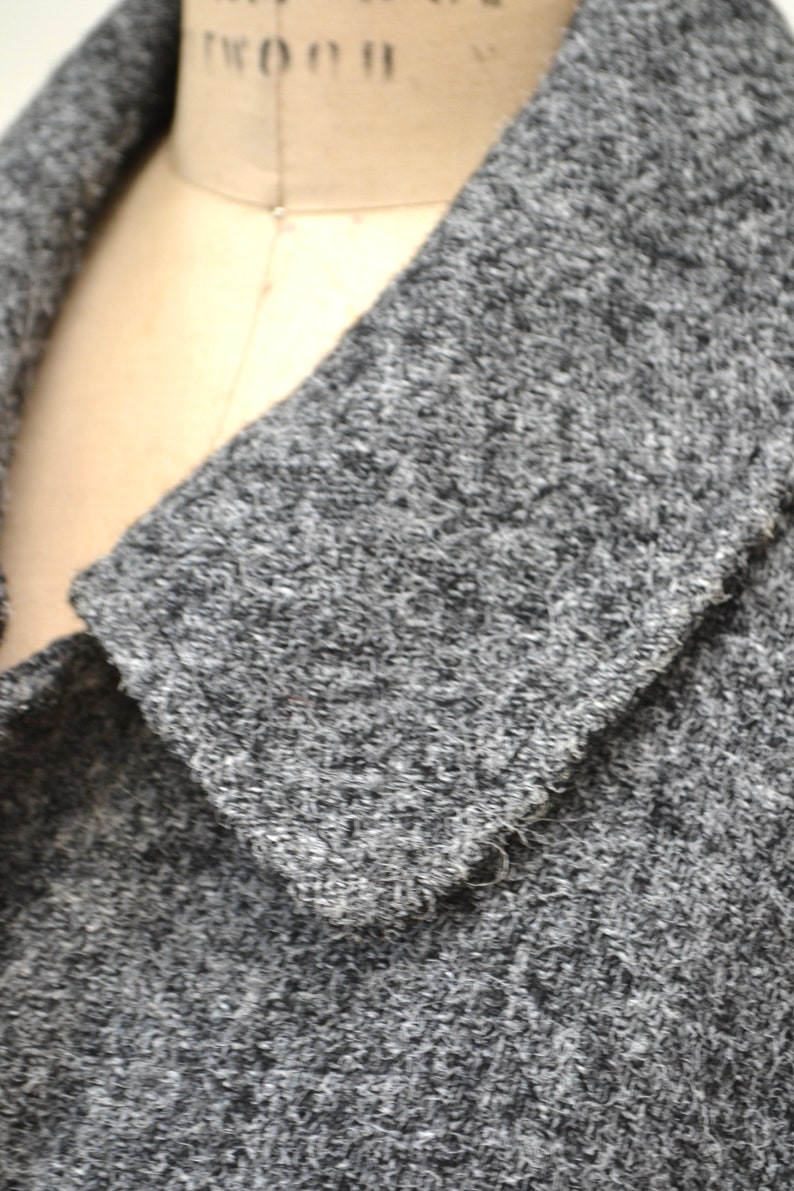 60s Vintage Grey Wool Jacket Size Medium Large Blanket Woven Henri Bendel Made in Italy By Gregoriana Wool Coat Jacket image 7