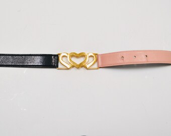 Vintage Accessories By Pearl Gold Heart Buckle Pink Leather Belt S/M Valentines D130002230 Angel Ranch Girl main image 3