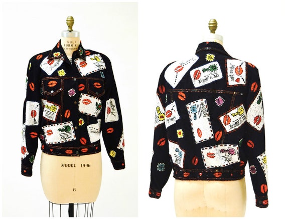 Vintage Sequin Jacket Size Medium Large in Red an… - image 2