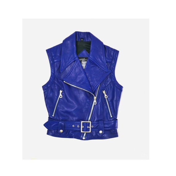blue motorcycle vest