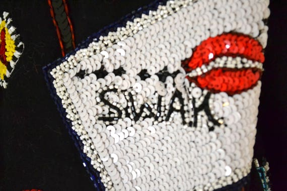 Vintage Sequin Jacket Size Medium Large in Red an… - image 8