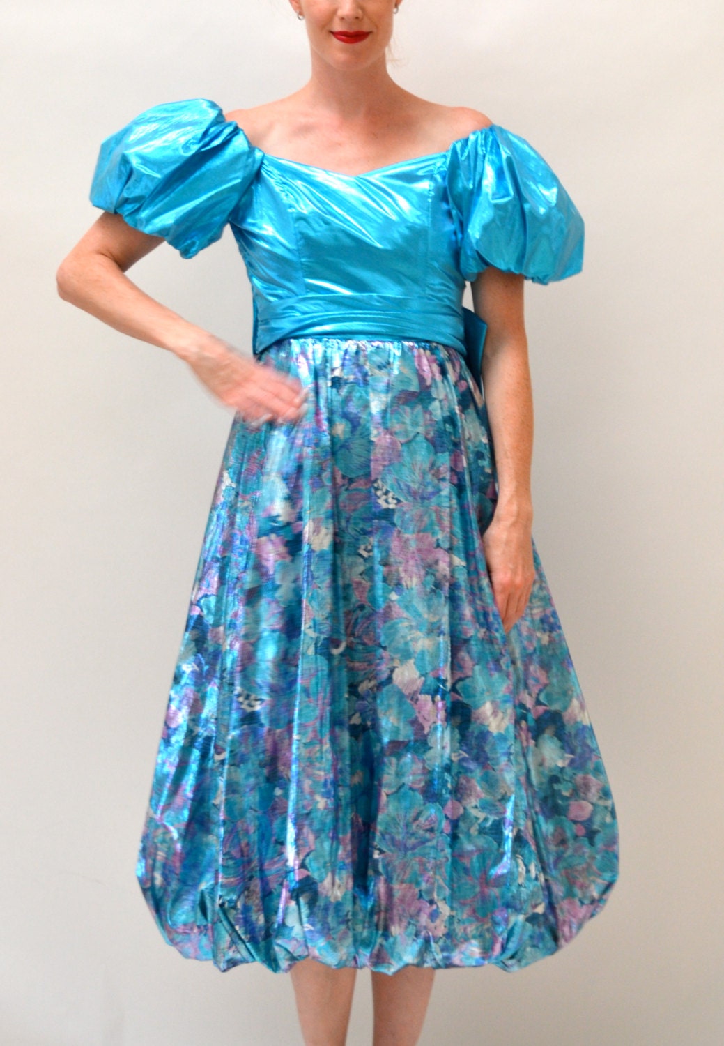 Metallic 80s Prom Dress Size XS Small 
