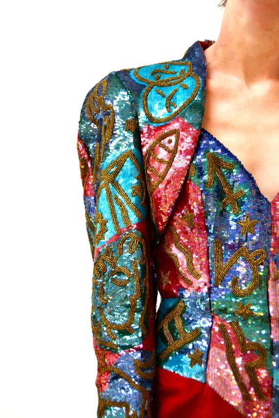 90s Sequin Leather Dress by Michael Hoban Straple… - image 3