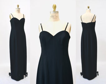 90s Vintage Black Gown Dress Black Long Prom Dress Size Medium// Vintage Black Evening Gown Dress Long Black Party Dress Size Medium