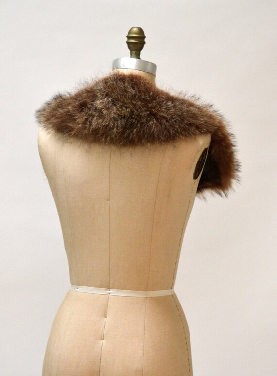 Vintage Brown Fur Collar Wrap Stole Raccoon// Vin… - image 4