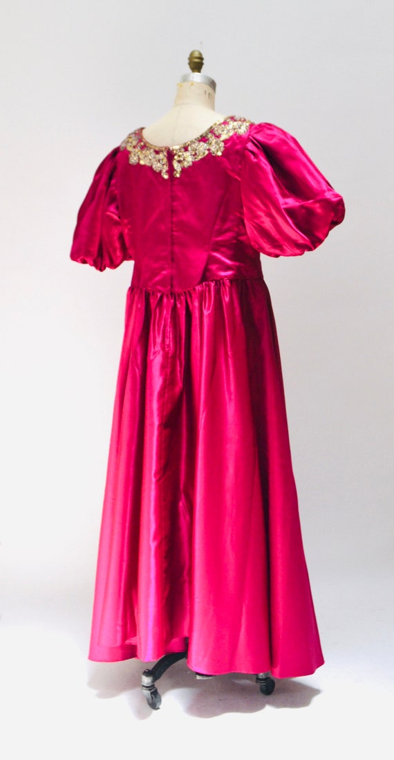 80s Prom Dress Pink Plum Sequin Dress Gown Large … - image 5