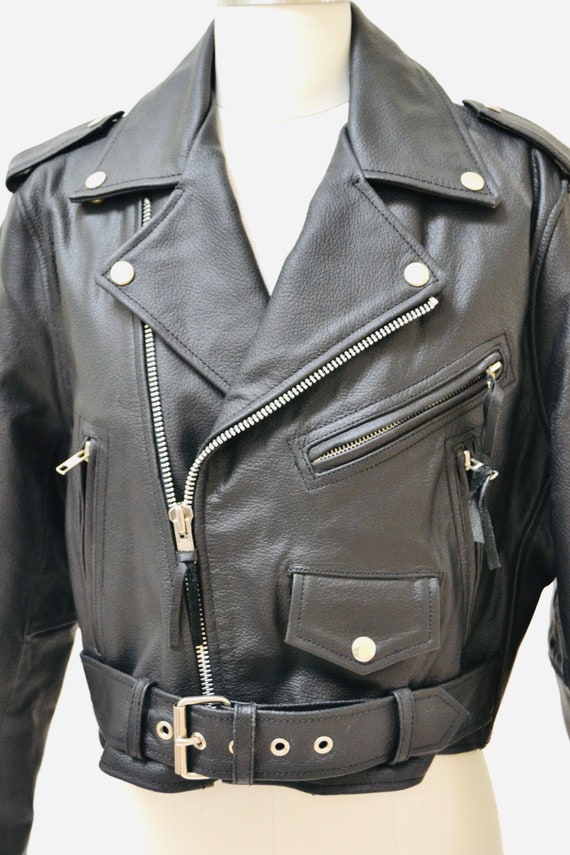 Vintage Black Leather Motorcycle Jacket Marilynn … - image 5