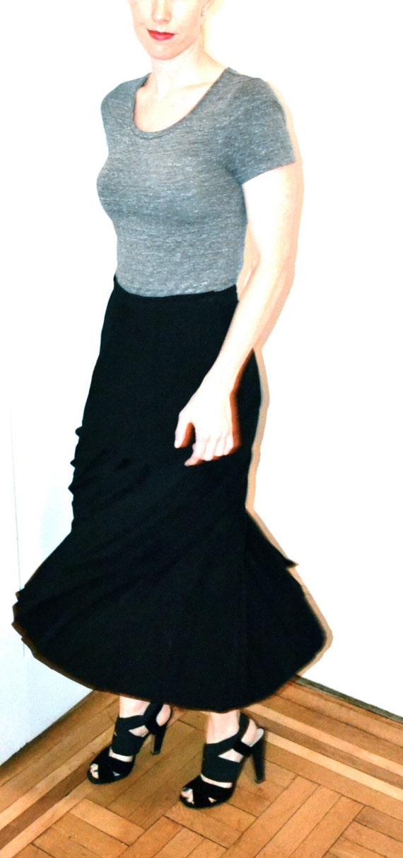 90s Vintage Black Pleated Skirt Size Large by Cal… - image 2