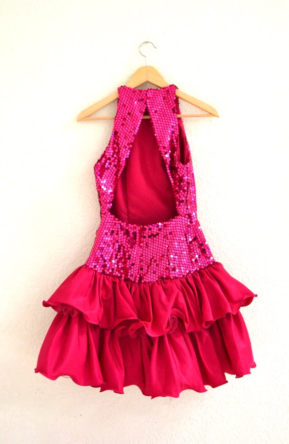 hot pink 80s prom dress 80s Hot Pink Strapless Party Dress By Positively Ellyn Petites