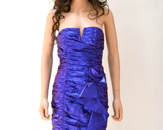 Vintage 80s Prom Dress Size XS Small Strapless Met