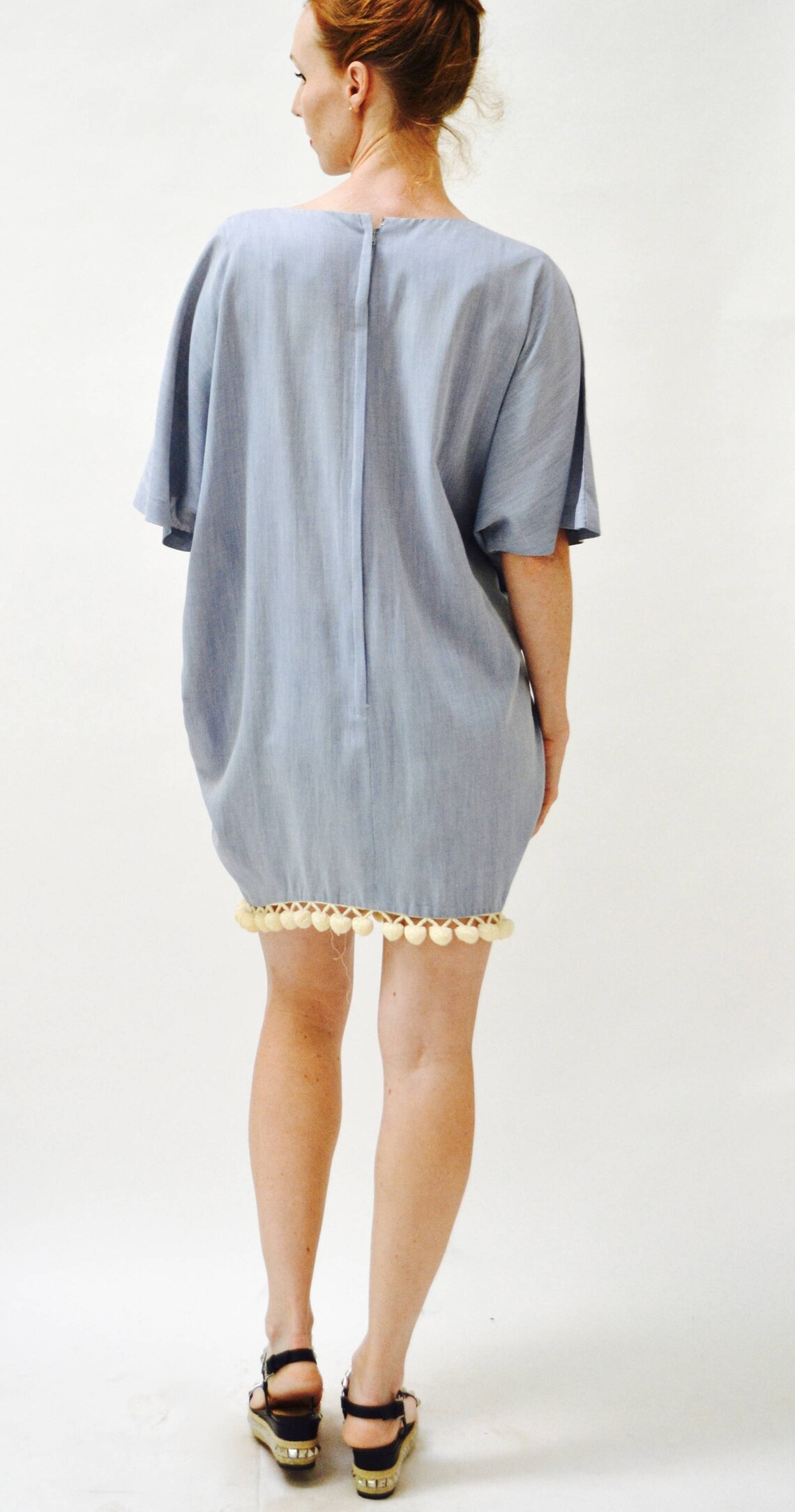 Vintage Beach Cover Up Dress Blue Denim Chambray Dress Size Etsy