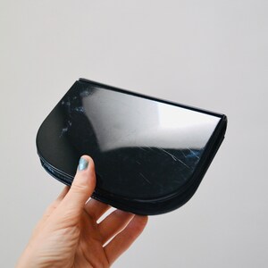 70s 80s Vintage Black Clutch Hard Case Acrylic and Leather Made in Italy// Vintage Black Hard Acrylic Evening Bag Clutch Small Bag image 6