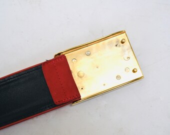 80s 90s Vintage ESCADA Red Gold Gemstone Belt Metallic Wide  display picture 2