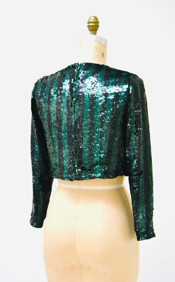 90s 00 Vintage Sequin Shirt Crop Top Medium Large… - image 6