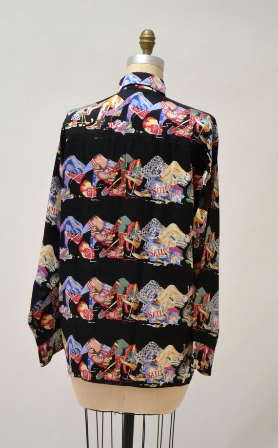 90s Vintage Nicole Miller Silk Shirt Size Small M… - image 3