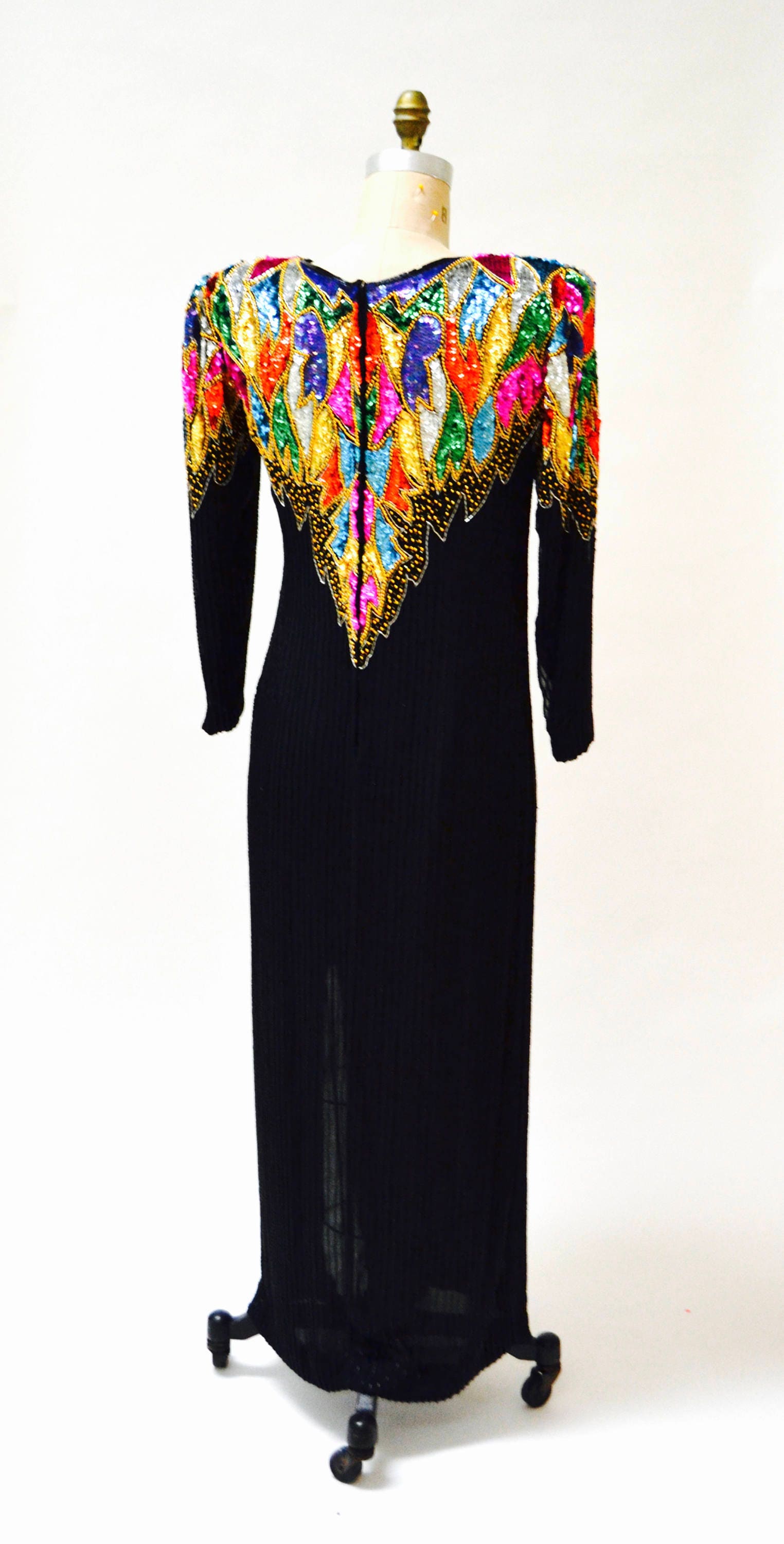 Vintage Black Sequin Dress Evening Gown Beaded Sequin Dress | Etsy