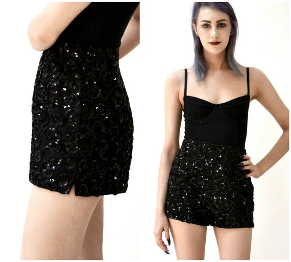 black sequin hot pants