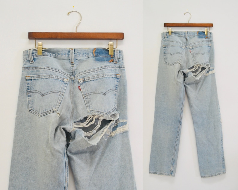 80s Vintage Leslie Hamel Jeans Pants Vintage Levis Hand painted Love Peace Denim Jeans Levis Pop Art Vintage Levis Medium Jeans Madonna image 2