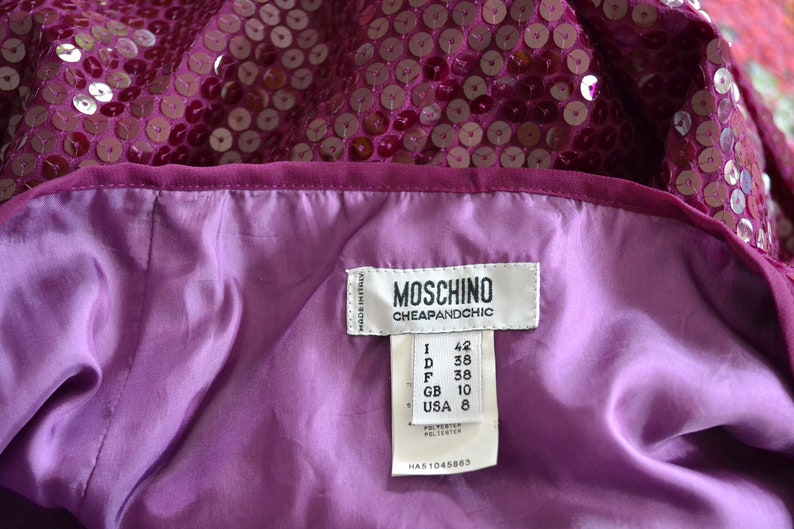 Vintage Sequin Maxi Skirt by Moschino Size Medium// 00s Vintage Moschino Metallic Long Sequin Skirt Purple Size Medium Cheap and Chic image 10