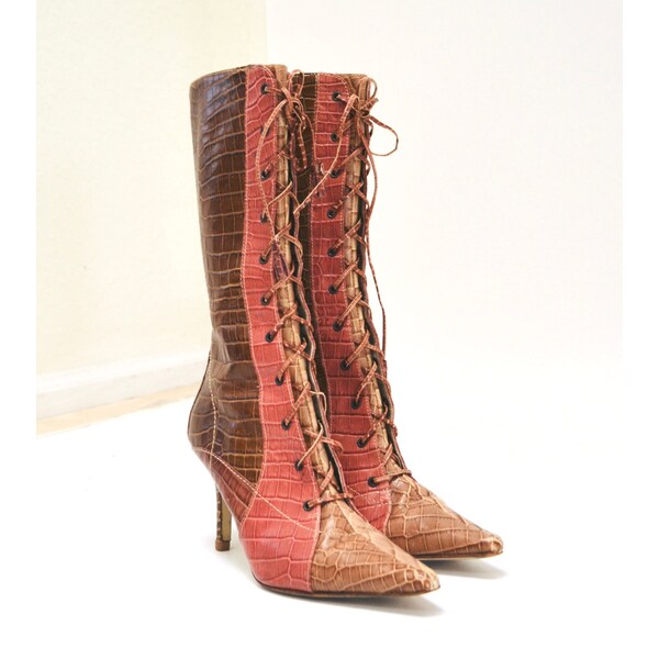 Y2K Heeled Lace Up Boots (8.5)